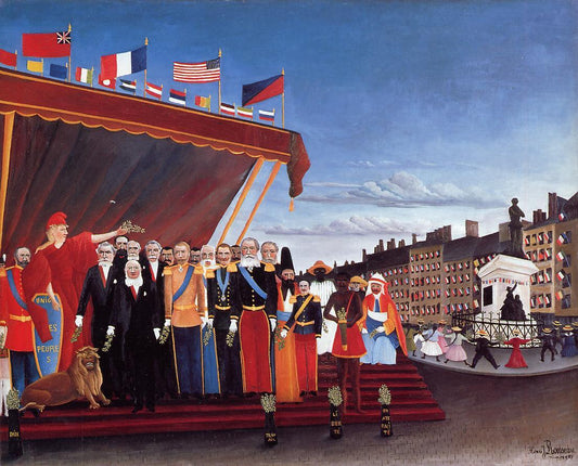 The Representatives of Foreign Powers Coming to Greet the Republic as a Sign of Peace, vintage artwork by Henri Rousseau, 12x8" (A4) Poster