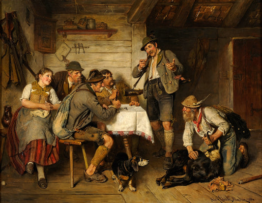 An exciting hunting story, vintage artwork by Adolf Eberle, 12x8" (A4) Poster