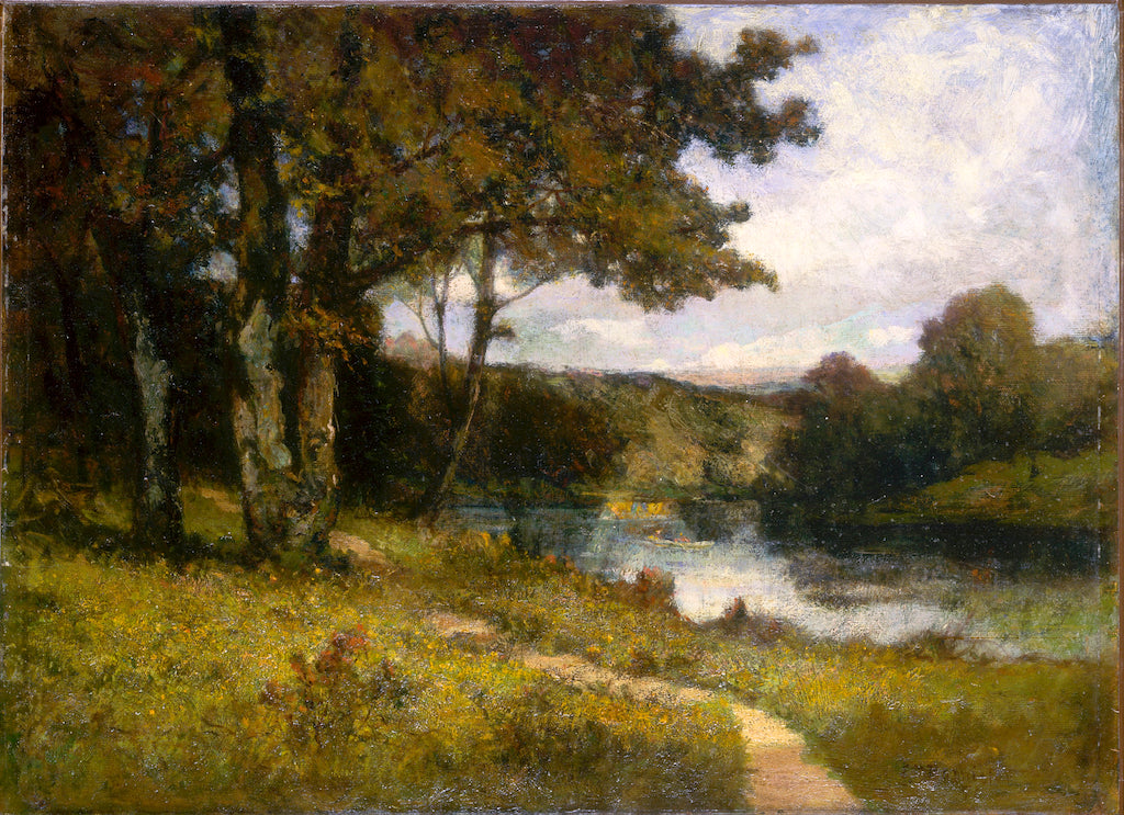 Landscape, Trees near River, vintage artwork by Edward Mitchell Bannister, 12x8" (A4) Poster