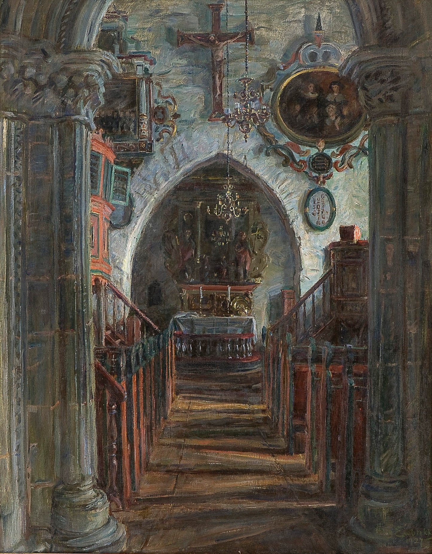 Interior of the Luster Church by August Eiebakke,A3(16x12")Poster