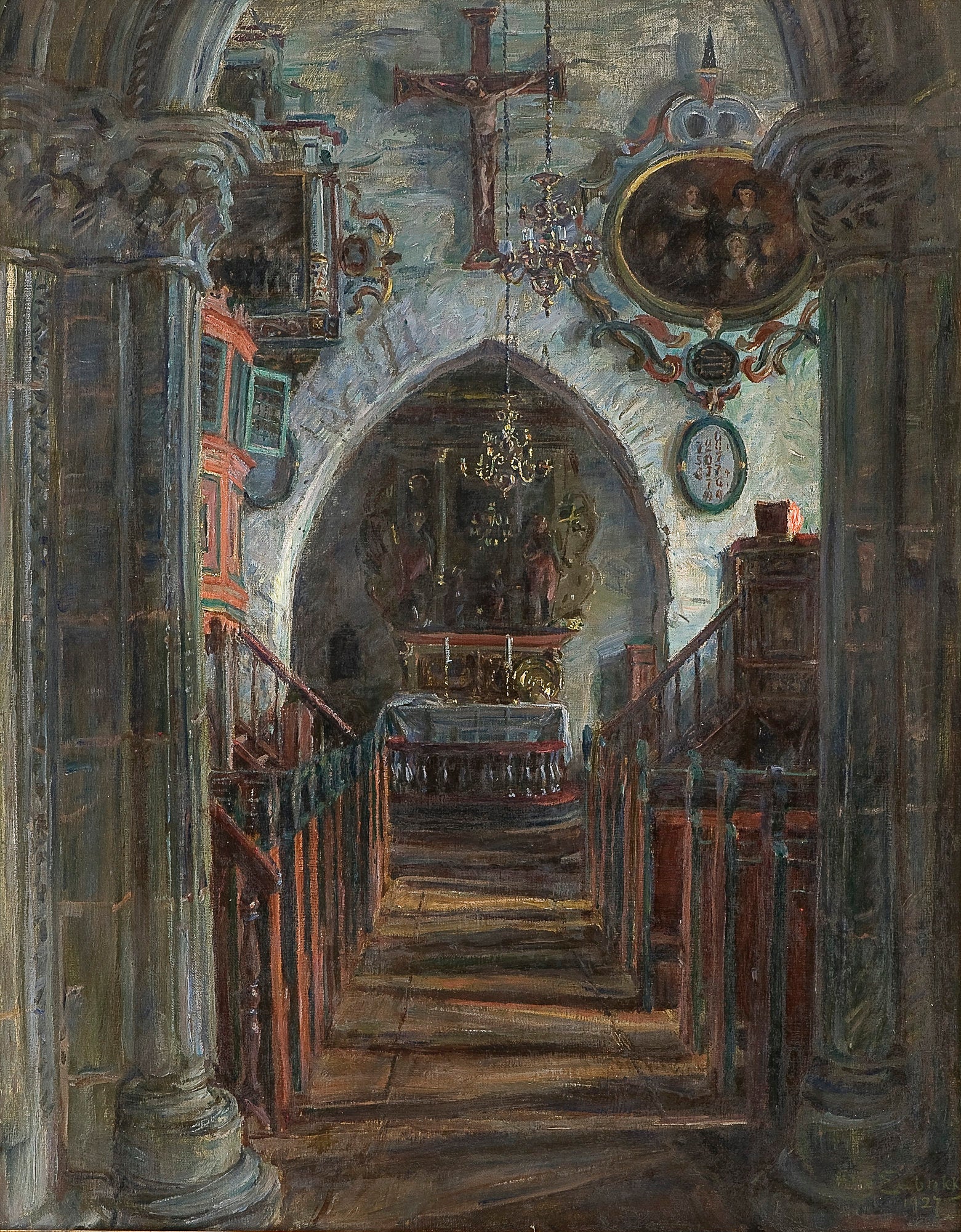 Interior of the Luster Church by August Eiebakke,A3(16x12")Poster