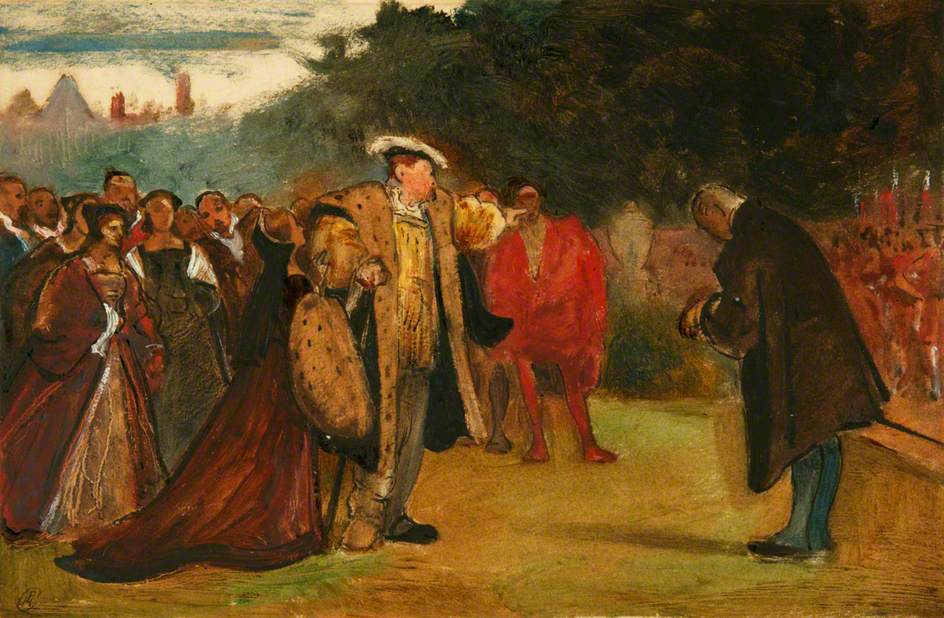 Study of a Historical Scene Showing Henry VIII and His Courtiers, vintage artwork by Philip Hermogenes Calderon, 12x8" (A4) Poster
