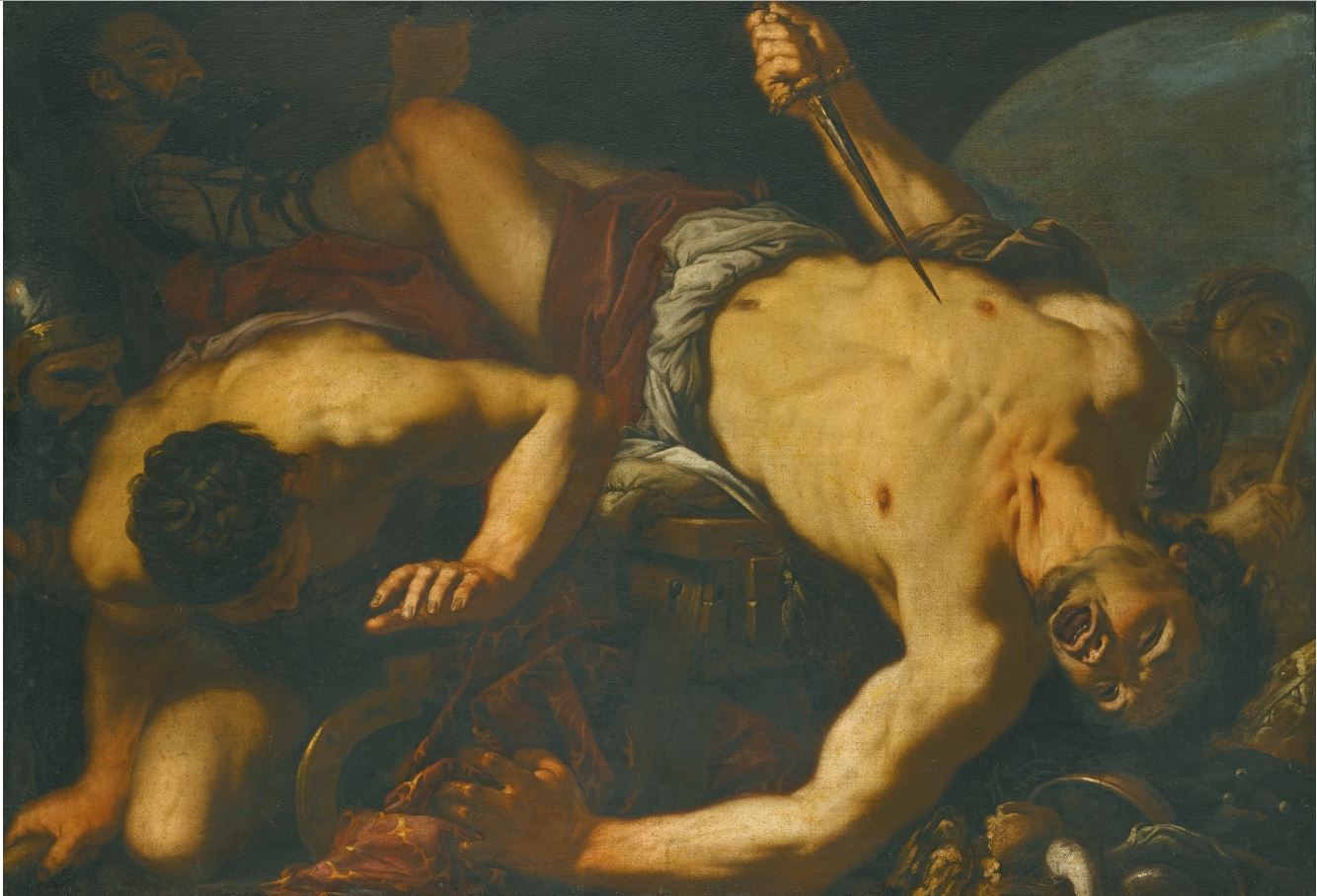 The Death of Ajax, vintage artwork by Antonio Zanchi, 12x8" (A4) Poster