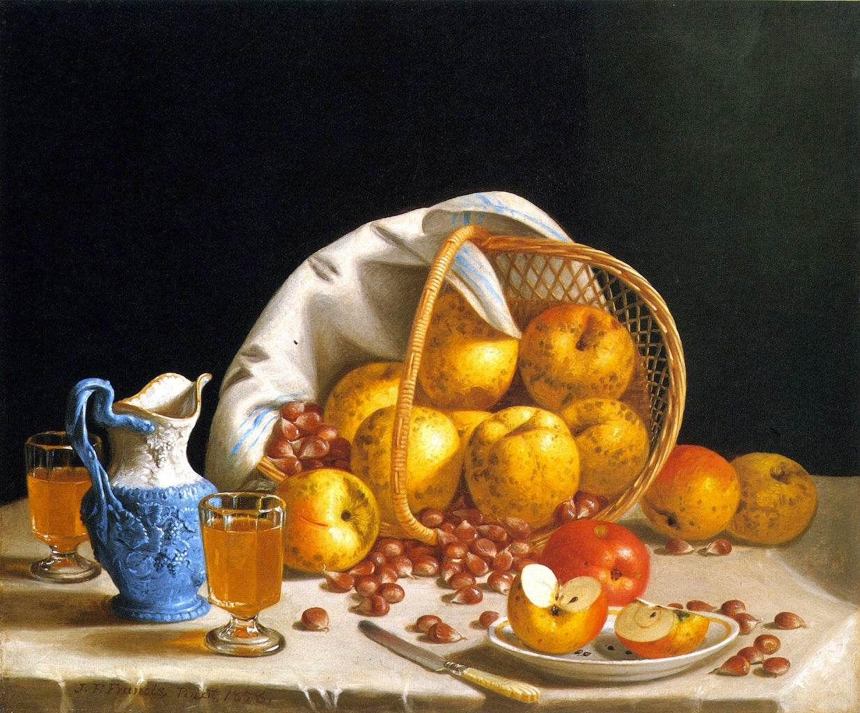 Still Life with Yellow Apples, vintage artwork by John F. Francis, A3 (16x12") Poster Print