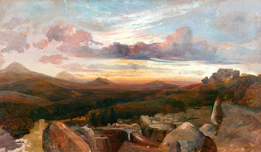 Landscape with Mountains and Rocks, vintage artwork by Alfred Clint, A3 (16x12") Poster Print