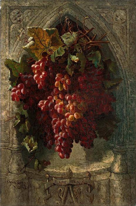 Flame Tokay Grapes, vintage artwork by Edwin Deakin, 12x8" (A4) Poster