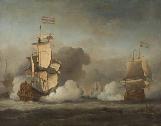 The Battle of the Texel, vintage artwork by Willem van de Velde the Younger, 12x8" (A4) Poster