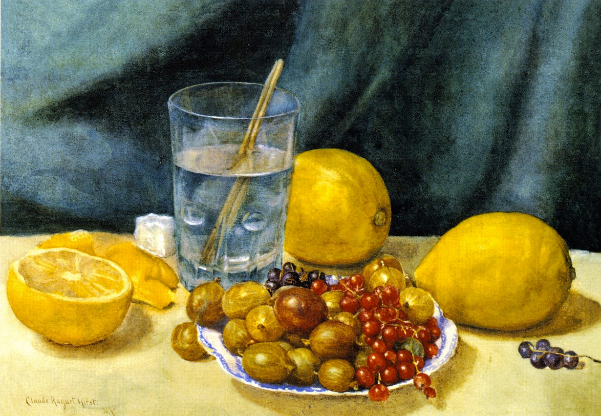Lemons, Red Currants and Gooseberries by Claude Raguet Hirst,A3(16x12")Poster