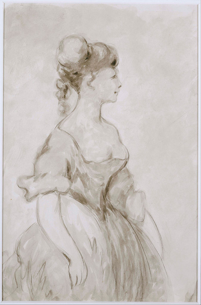 Lady in Crinoline, vintage artwork by Constantin Guys, A3 (16x12") Poster Print