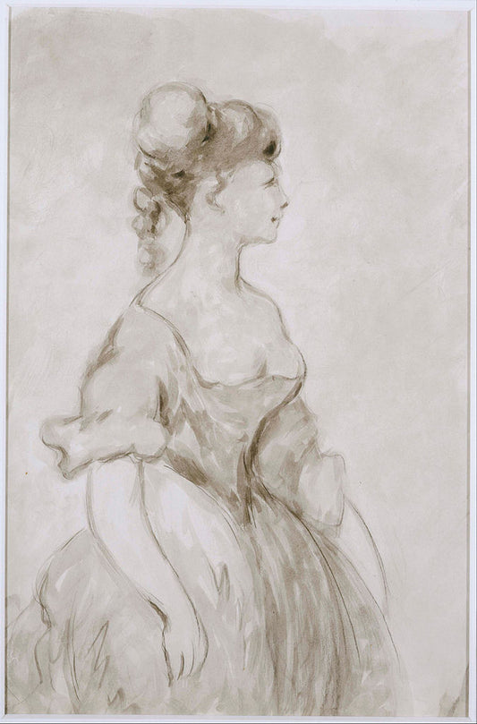 Lady in Crinoline, vintage artwork by Constantin Guys, A3 (16x12") Poster Print