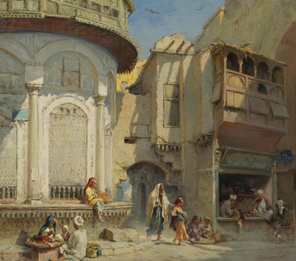 An Afternoon in Cairo, vintage artwork by Frans Wilhelm Odelmark, 12x8" (A4) Poster