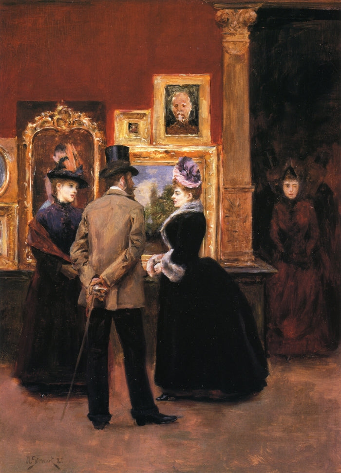 Ladies with a Gentleman in a Top Hat, vintage artwork by Julius LeBlanc Stewart, 12x8" (A4) Poster