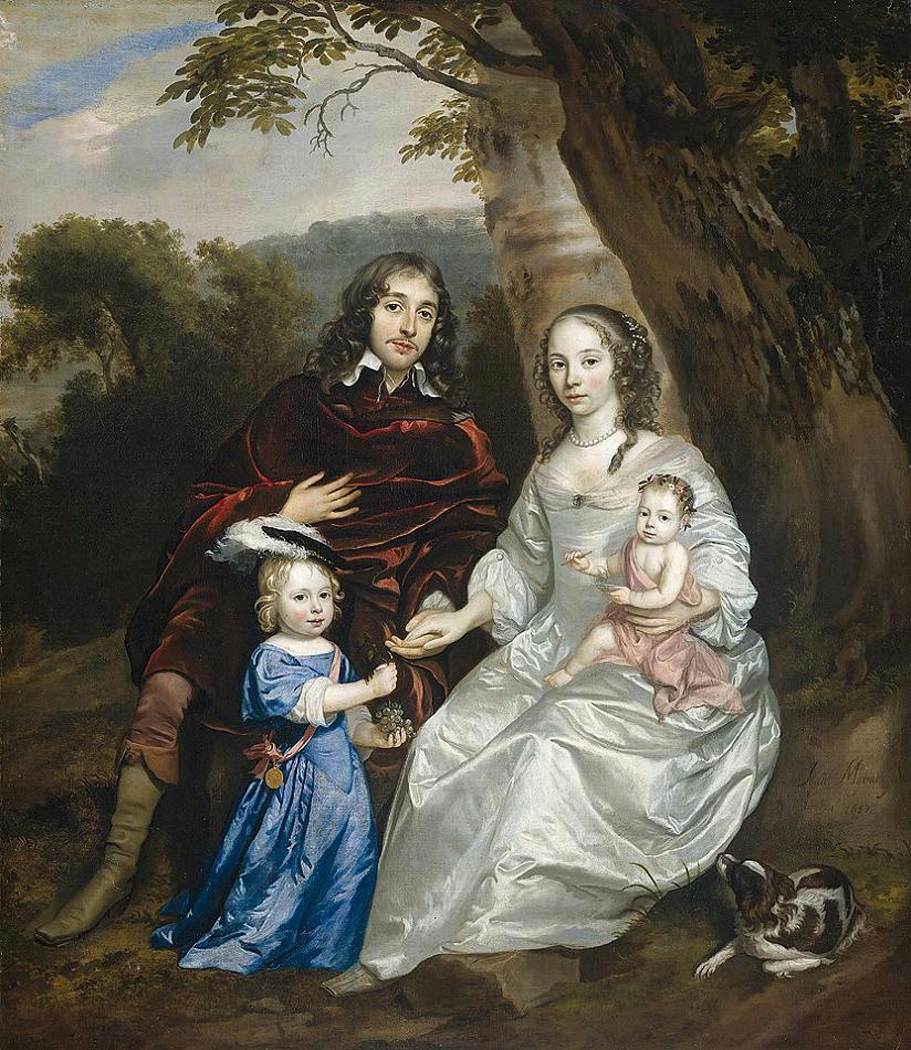 Govert van Slingelandt and Family, vintage artwork by Jan Mijtens, 12x8" (A4) Poster