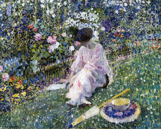 Garden in June, vintage artwork by Frederick Carl Frieseke, 12x8" (A4) Poster