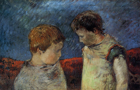 Aline Gauguin and One of Her Brothers, vintage artwork by Paul Gauguin, 12x8" (A4) Poster