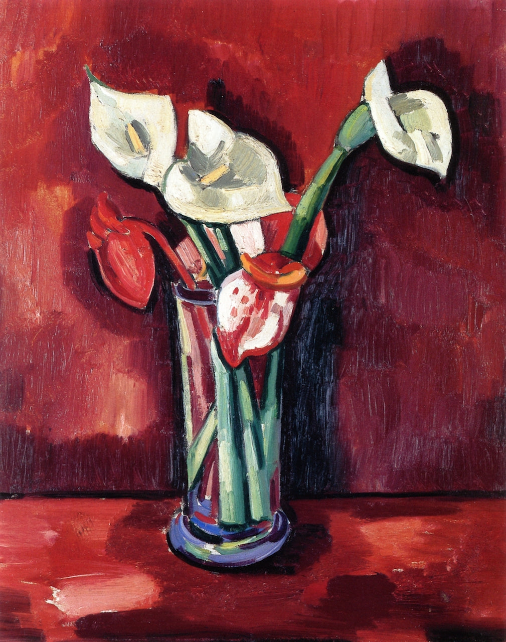 Calla Lilies in a Vase, vintage artwork by Marsden Hartley, 12x8" (A4) Poster
