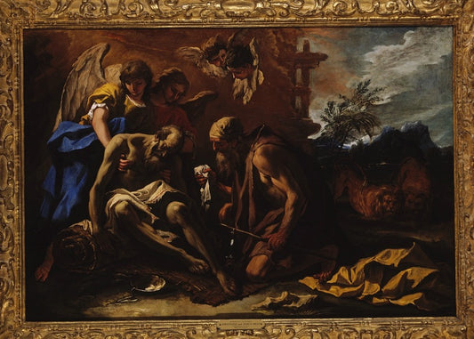 Death of Saint Paul the Hermit, vintage artwork by Marco Ricci, 12x8" (A4) Poster
