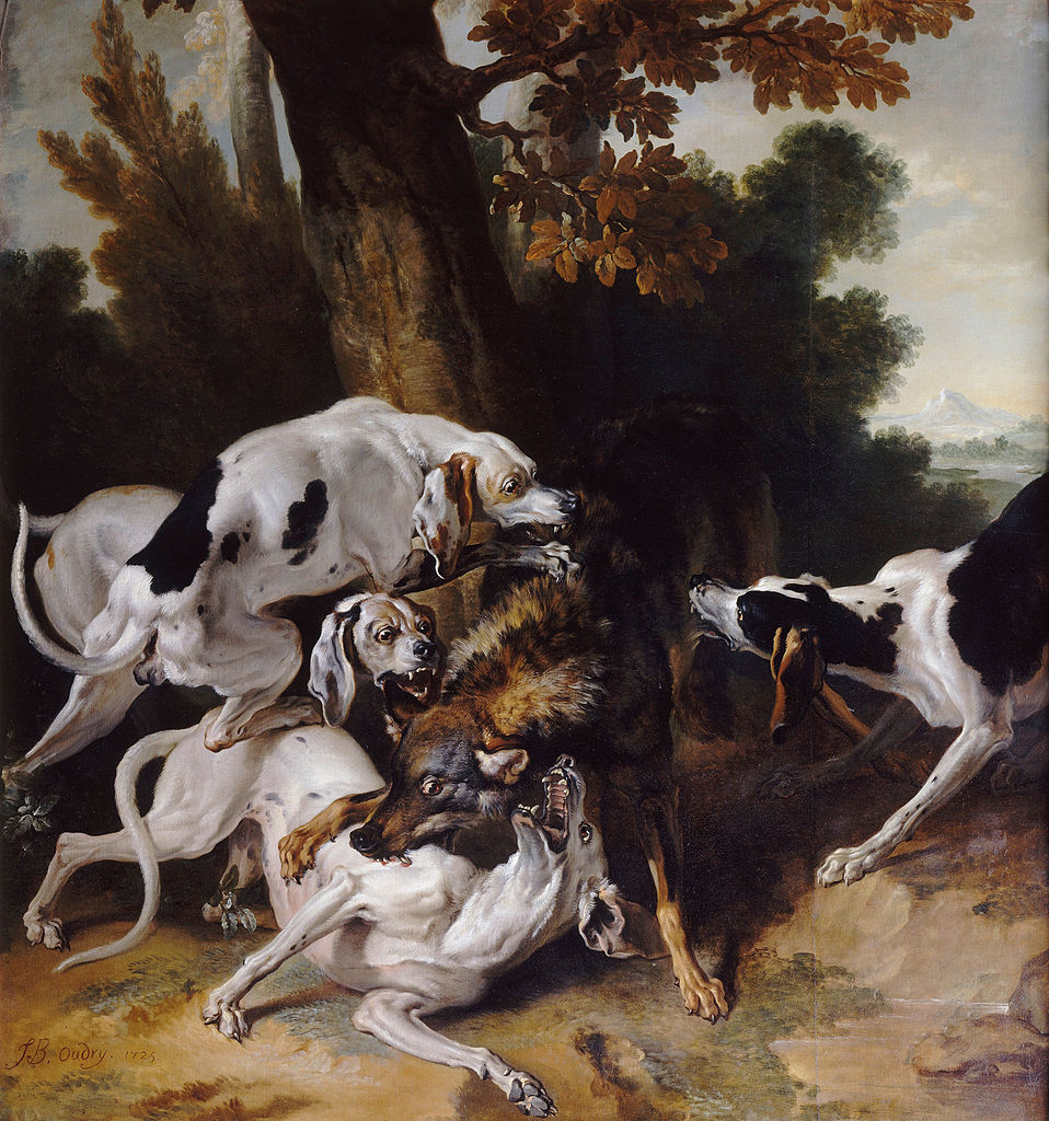 L'allali du loup (To the Death of the Wolf), vintage artwork by Jean-Baptiste Oudry, 12x8" (A4) Poster