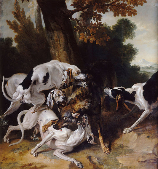 L'allali du loup (To the Death of the Wolf), vintage artwork by Jean-Baptiste Oudry, 12x8" (A4) Poster