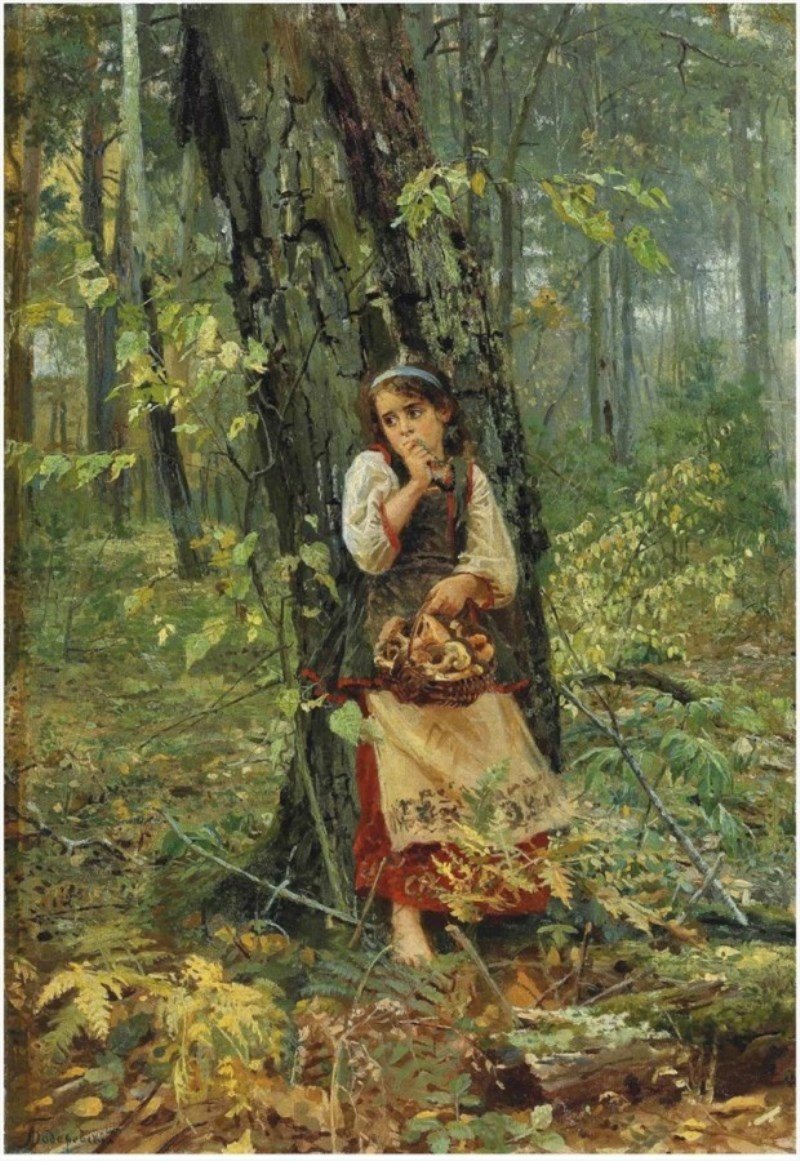 In the Woods, vintage artwork by Nikolai Bodarevsky, 12x8" (A4) Poster