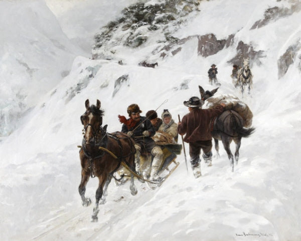 The Gotthardpost in Winter by Hans Bachmann,A3(16x12")Poster
