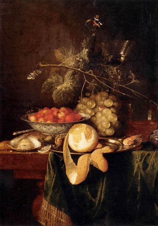 Still-Life with a Peeled Lemon, vintage artwork by Jan Davidsz. de Heem, 12x8" (A4) Poster