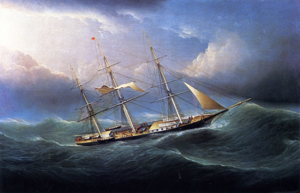 Clipper in a Gale, vintage artwork by James E. Buttersworth, A3 (16x12") Poster Print