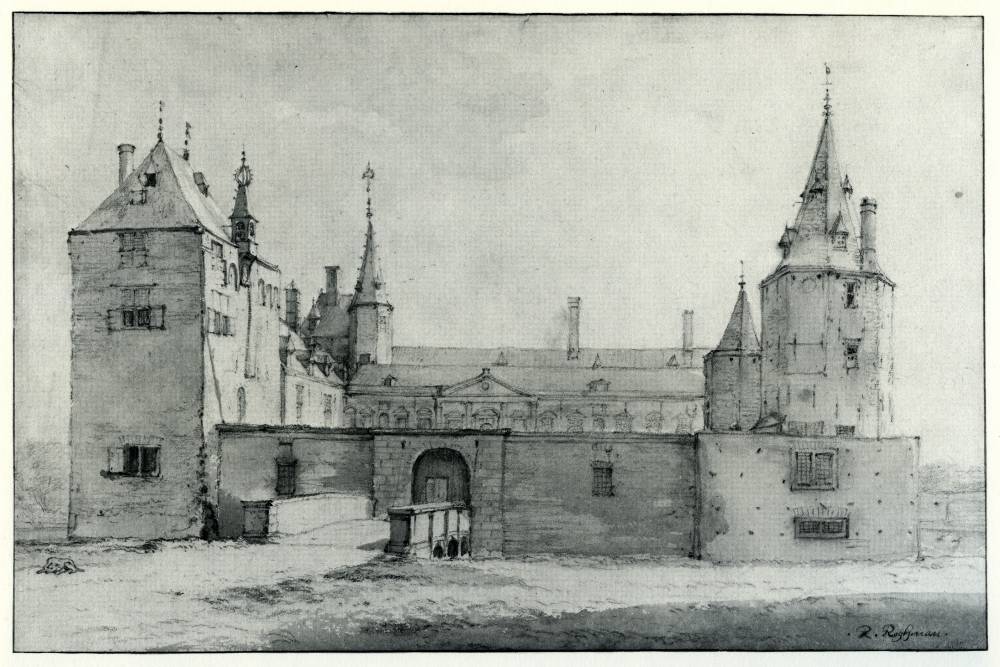 Huys te Warmond in Warmond, vintage artwork by Roelant Roghman, 12x8" (A4) Poster