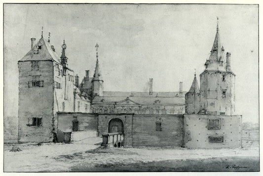 Huys te Warmond in Warmond, vintage artwork by Roelant Roghman, 12x8" (A4) Poster