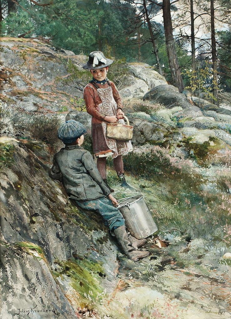 Kurtis on a Forest Hill, vintage artwork by Julius Johann Ferdinand Kronberg, 12x8" (A4) Poster
