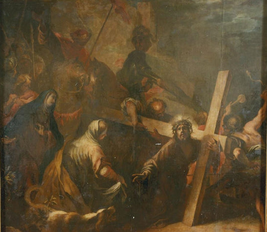 Cristo camino del calvario, vintage artwork by Francisco de Herrera el Mozo, 12x8" (A4) Poster