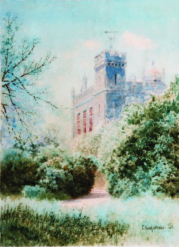 Palace in Crimea, vintage artwork by Gavriil Kondratenko, 12x8" (A4) Poster
