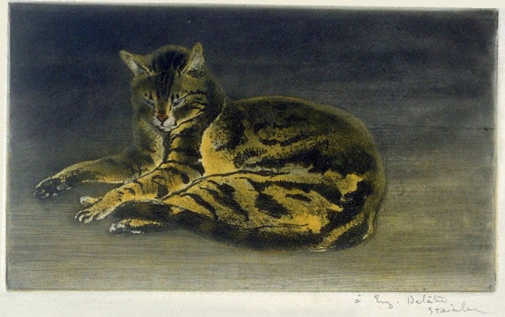 Cat on the Floor by Theophile-Alexandre Steinlen,A3(16x12")Poster