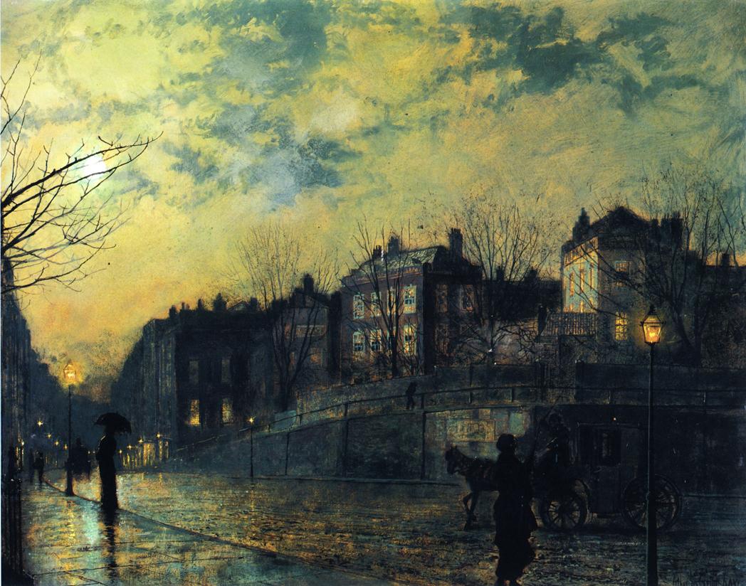 Hampstead, vintage artwork by John Atkinson Grimshaw, 12x8" (A4) Poster