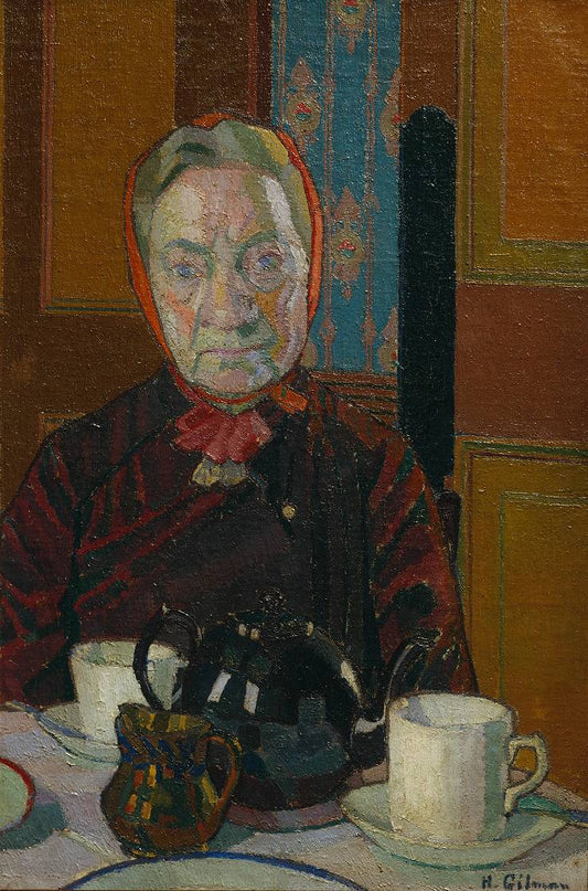 Mrs Mounter at the Breakfast Table, vintage artwork by Harold Gilman, 12x8" (A4) Poster