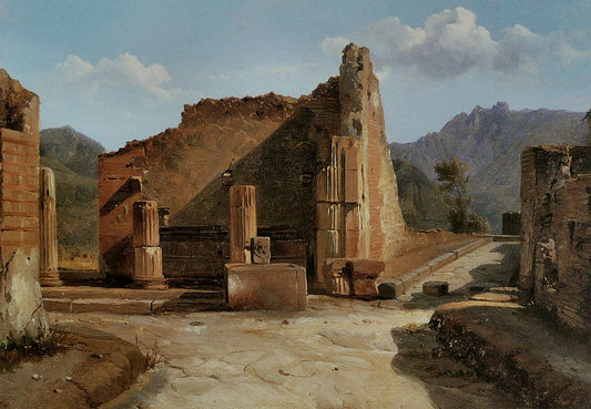 The Forum at Pompeii, vintage artwork by Achille-Etna Michallon, A3 (16x12") Poster Print