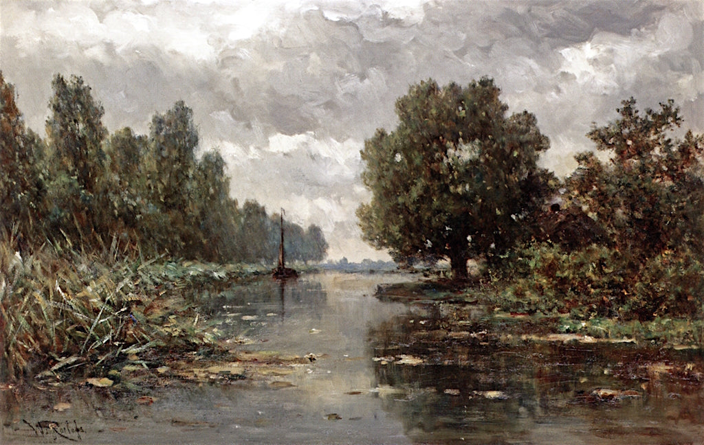 A Sailing Vessel on Calm Water, vintage artwork by Willem Roelofs, 12x8" (A4) Poster