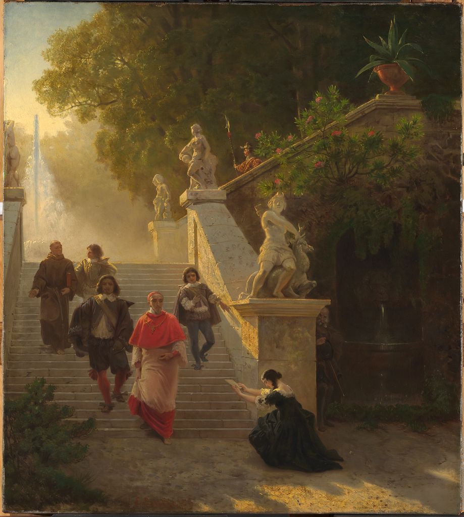 A Cardinal and his Entourage in a Park, vintage artwork by Emanuel Gottlieb Leutze, A3 (16x12") Poster Print