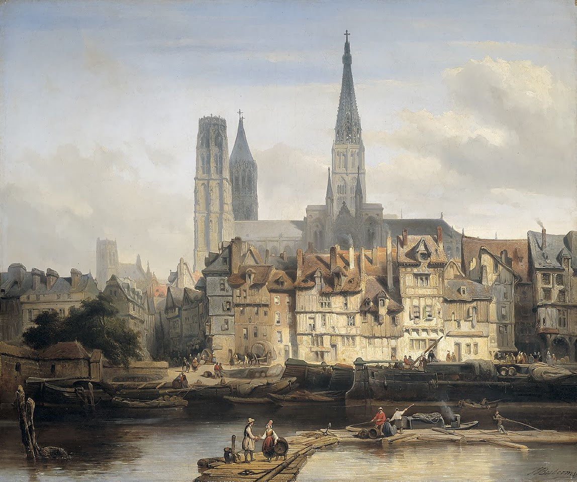 The Quay de Paris in Rouen, vintage artwork by Johannes Bosboom, A3 (16x12") Poster Print