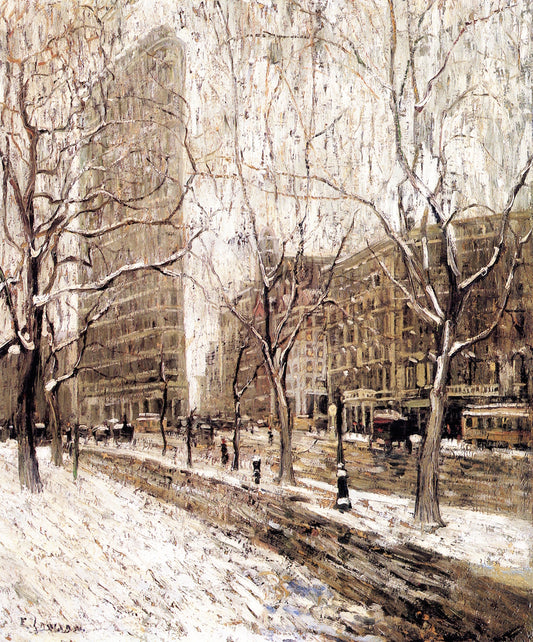 The Flatiron Building, vintage artwork by Ernest Lawson, 12x8" (A4) Poster