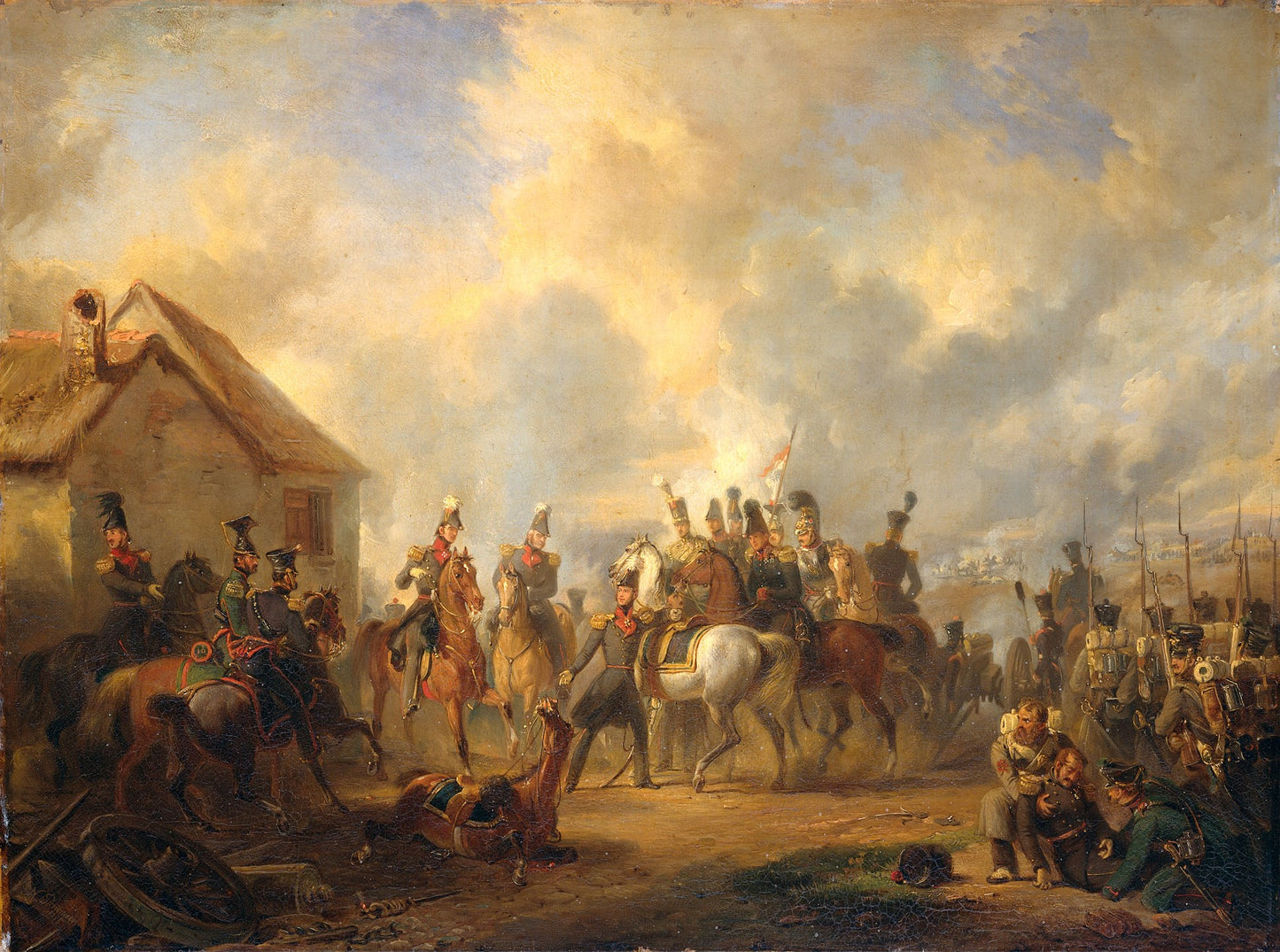The Battle of Bautersem during the Ten Days’ Campaign, vintage artwork by Nicolaas Pieneman, A3 (16x12") Poster Print