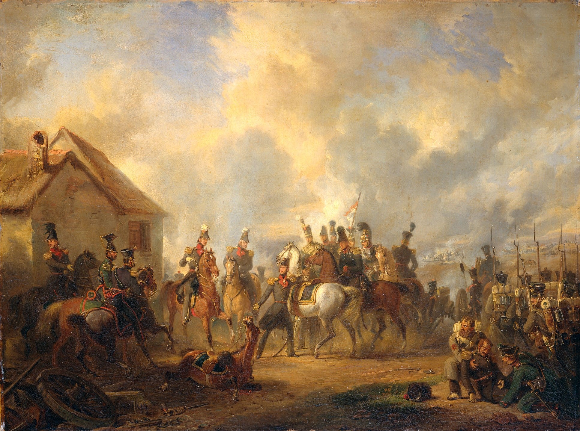The Battle of Bautersem during the Ten Days’ Campaign, vintage artwork by Nicolaas Pieneman, A3 (16x12") Poster Print