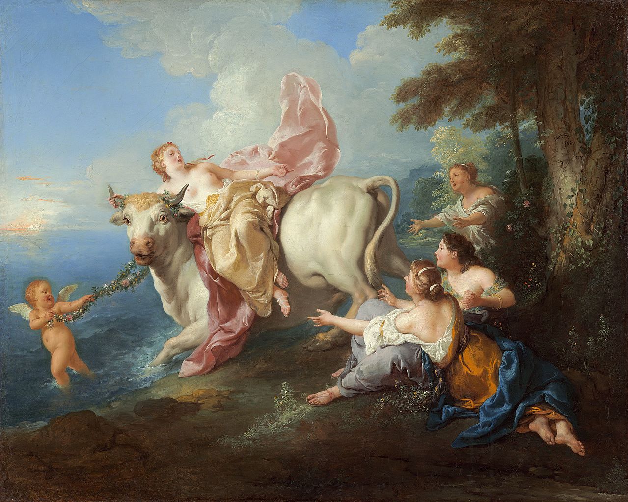 The Abduction of Europa, vintage artwork by Jean-François de Troy, 12x8" (A4) Poster