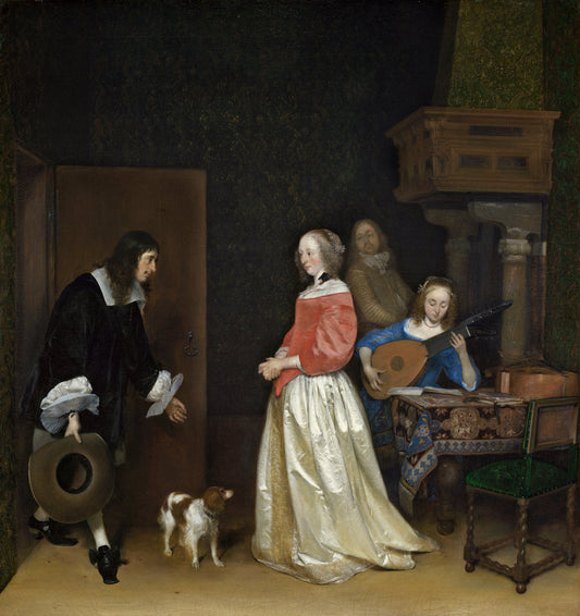 The Suiter's Visit, vintage artwork by Gerard ter Borch, 12x8" (A4) Poster