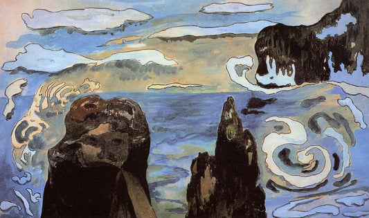 At the Black Rocks, vintage artwork by Paul Gauguin, 12x8" (A4) Poster