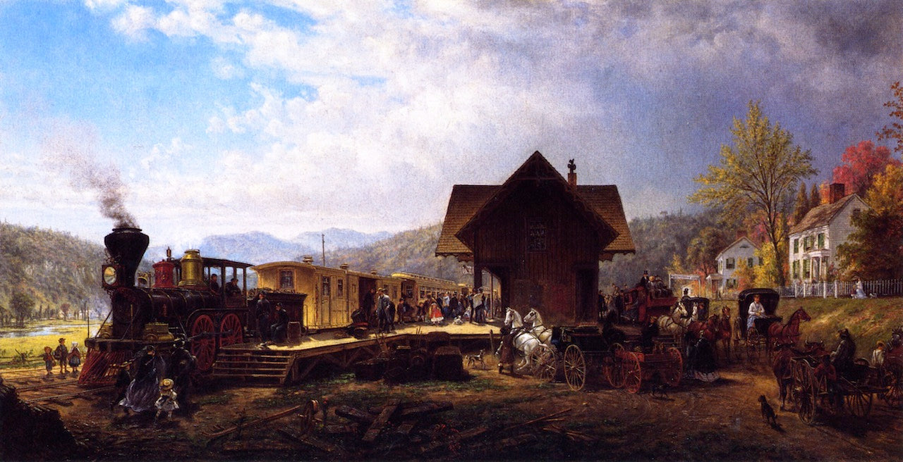 The 9:45 A.M. Accommodation, Stratford, Connecticut, vintage artwork by Edward Lamson Henry, 12x8" (A4) Poster