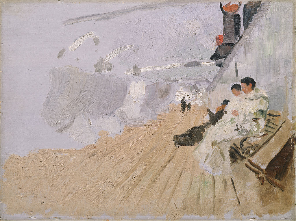 Monks on the Deck, vintage artwork by Fritz Thaulow, 12x8" (A4) Poster