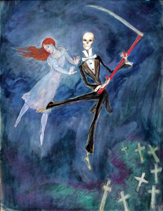 A Dance with the Death, vintage artwork by Nils Dardel, 12x8" (A4) Poster