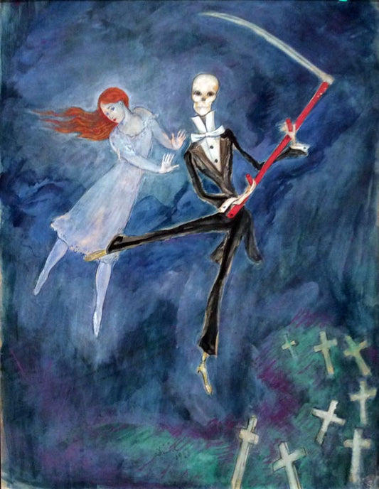 A Dance with the Death, vintage artwork by Nils Dardel, 12x8" (A4) Poster