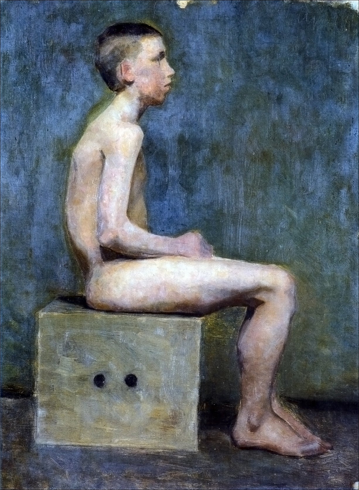 Boy on a Stool, vintage artwork by Marie Triepcke Kroyer, 12x8" (A4) Poster